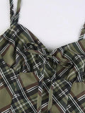 Lining Checkered Print Mini Dress-Outfit
