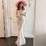 Toloer Lace Temperament Closed Waist French Dress Vest Hook Flower Long Sleeve Sling Advanced Even-Outfit