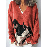 Christmas Abstract 3D Print Big V-Neck Long-Sleeved