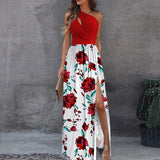 Toloer Women's Wear 2024 Diagonal Shoulder Dress Temperament Sleeveless Sexy High Waist Open Slit Autumn Winter