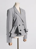 Toloer New High-End Sense Flounce Spell Receive Waist Suit Collar Women's Coat Spring Show Thin Short Small Suit-Outfit