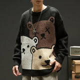 Cartoon Bear Sweater Men's Winter Men's Women's Fashion Long-sleeved Knitted Pullover Sweater Oversized 2021 New Cotton