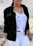 Winter Ripped Long Sleeves Denim Jean