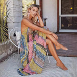 Summer Wishv Collared Sling Print Large Swing Dress Women's