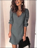 Regular Sleeve Deep V-neck Sexy Solid Color Versatile Casual