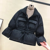 Women Winter Basic Jackets Parkas 2021 Fashion Thick Warm Lantern Sleeve Tops Jackets Slim Jackets For Female Parka
