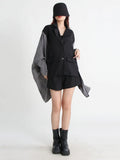 Toloer Large Size Loose Casual Coat Female Spring 2024 New Fashion V-Neck Long Sleeve Cardigan Irregular Windbreaker-Outfit