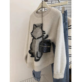 Toloer Girl Knitted Jersey Autumn Winter New Fashion Cut-Down Cute Sweater Top