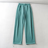 Summer New Wide-Legged Trousers Hong Kong Style Casual Floor Trousers Ladies Loose Exercise Leg Drawstring Trousers-Outfit