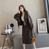 Toloer Coat Female 2024 Spring And Autumn New Korean Version Loose Short Foreign Style Lapel PU Leather Jacket Joker Jacket Tide-Outfit