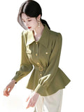 Toloer Professional Commuting Temperament Light Ripe Olive Green Waist Shirt Female 2025 New High-End Feel