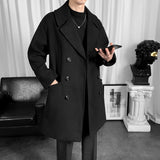 Woolen Coat Men's Knee-Long Ins Woolen Coat Autumn And Winter New Handsome Warm Trench Coat 2023-Outfit