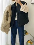 Baseball Collar Down Vest Female 2024 Winter New Fashion Vest Loose Solid Color White Duck Down Warm Vest Tide-Outfit