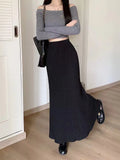 Spring Lanky Half Dress Girl French Retro Folded A Word Fishtail High Waist Design Sense Thin