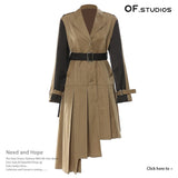 New Irregular Tailoring Splicing Bumpy Long Wind Coat Coat Coat Women