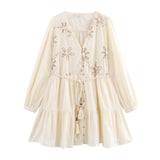 New Flower Embroidery Mini Dress