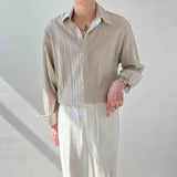 Blouse Korean Version Of Loose Casual Long-Sleeved Shirt Men's Trend Handsome Striped Non-Ironing Shirt Autumn-Outfit