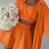 Rockmore Tracksuit Three Piece Set Women Oversize Hoodies Sweatshirt Sweatpants Joggers Short Pant Suits Femme Outfits