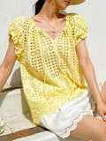 T-Shirt Holiday Style Embroidered Top Short Sleeve Summer French Design Sense South Oil Women's Lace Shirt