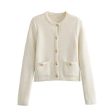 Spring Button Button Knitted Cardigan Jacket Xiaoxiang Style Women's Sweater 6427034-Outfit