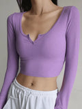 Rib Knit Long Sleeve Crop Top-Outfit