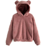 Winter New Plush Rabbit Ear Hooded Double-sided Velvet Warm Cute Sweater Casual Home Loose Pullover Fashion Tops-Outfit