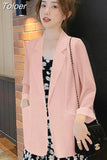 Women Solid Thin All-match Casual Preppy Style Long Sleeve Temperament Fashion Simple Solid Work Chic Vintage Blazers