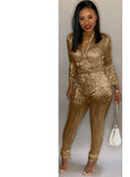 Winter Sequined Zip Up Long Sleeve Formal