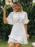 Spring / Summer New Front Piece Lace Dress INS Hem Cuff Lace Fringed Dress-Outfit