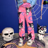Kawaii Cartoon Print Pants Women Y2K New Thin High Waist Slim Pants Harajuku Style Vintage Loose Sports Casual Pants