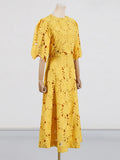 And Leisure Set Women's New Summer 2025 Vacation Wind Collar Embroidered Flower Slence Design Dress