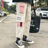 Pants Women Pocket 3XL Printed Chic Harajuku Trousers Korean Style Streetwear BF Unisex Couples All-match Patchwork