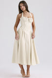 New Summer Sling Dress Fashion Print Hanging Neck Lace