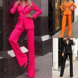 Toloer Spot 2023 Autumn / Winter New Women's Fashion Casual Commuter Suit Straight Pants Suit-Outfit