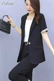 Women Single Botton Work Blazer Suits Slim Loose Casual Pants Blazers Jackets With Trouser Two Pieces