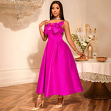 Sling Three-Dimensional Floral Dress Banquet High-Waist A-Word Swing Pony Dress