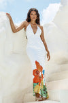 Sling Dress 2025 Summer Print Wrapped Chestless Sleeveless Back Folds To Repair Body-Bossed Ass Dress