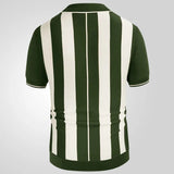 Men's Summer New Striped Spliced Knitted Knitted Short-Sleeved Polo Shirt Tide
