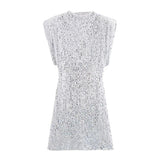 Women's Beads Dress Dress Sleeveless Party With Cushioned Shoulder Mini Dress