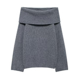 Women's Clothing New Pure Color Long Sleeve Straight Shoulder Collar