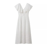 Homemade New Women's Classic Fashion V-Neck Flying Sleeves Lotus Leaf