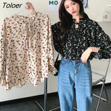 Blouses Women Floral Casual Summer Puff Sleeve Chic Fashion Basic Streetwear Sweet Stand Collar Ulzzang New Elegant