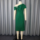 Sexy Bows Short-Sleeved Jab Dress Party Retro Elegant Body-Bendered Ass