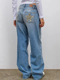 Retro Leoparden Print Stern Boyfriend
