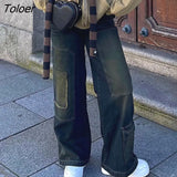 Fashion Baggy Jeans For Women Blue Simpe Casual Low Waist Straight Leg Denim Pants Washed Vintage 90s