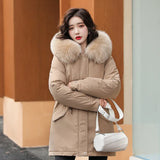 Send To Overcome The New 2024 Long Temperament Cotton-Padded Jacket Small Winter Velvet And Thick Large Cotton-Padded Clothes Tide-Outfit
