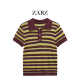 Homemade New Women's Classic Striped POLO Collar Blouse