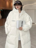 Black White Parka Coat Women's 2022 Fashion Thicken Winter Hooded Loose Long Jacket Female Windproof Rainproof Warm