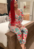 Winter Sexy Christmas Printed Zipper Up Long Sleeve Slim