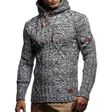 Toloer And Winter Fashion Men's Knit Long Sleeves With Cap Shoulder Seal Bull Horn Buckle Slim Men's